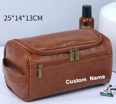 Personalized Men's Leather Toiletry Bag Wedding Groomsmen Gifts Dopp Kit Gift for Guest Travel Toiletry Bag Valentine's Day Gift