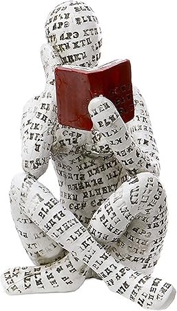 GRAPMKTG Home Decor Pulp Reading Women Thinker Statue Aesthetic Sculpture Room Decor Modern Abstract Decoration on Shelf Table Desk for Living Room Office Bedroom A