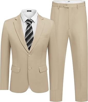 COOFANDY Mens 2 Piece Suit Slim Fit 2 Button Formal Jacket Suits Pants Set for Wedding Business Prom