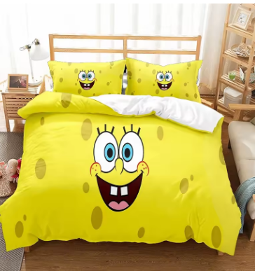 Spongebobs Cartoon Bedding Set Anime SpongeBobed Duvet Cover Set 3d Printed Quilt Duvet Cover Pillowcase Bed Set Full Queen King