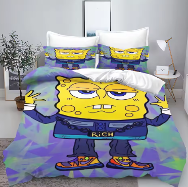 SpongeBob SquarePants 100% Polyester Duvet Cover Set 3D Children'S Bedding Set King Size Bedding Comforter Sets