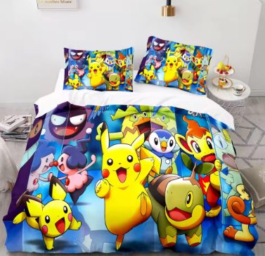 Pokemon Pikachu Bedding Set 3D Home Duvet Cover Bedroom Decor For Kids Boy Girl Duvet Cover Queen King Size
