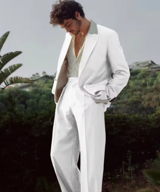 Classic Men's Suit Jackets Men's Spring and Summer New Serge Suit Two-piece Business Casual Single-breasted French Suit Blazers