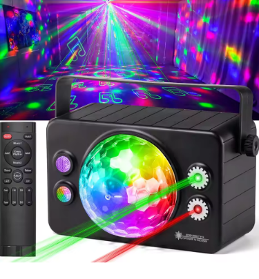 Disco Ball Party Lights DJ Indoor, LED Light 6 Colors Sound Activated Strobe Light for Indoor Room Outdoor Dance Floor Parties