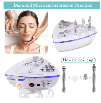 Professional Diamond Microdermabrasion Machine with Water Spray 65-68cmHg Suction Facial Exfoliation Skin Dermabrasion Machine