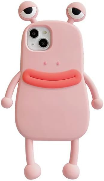 Silicone Frog Shell, Compatible with iPhone14 Shell, Full Body Protection, Shockproof, Scratch-Proof, Cartoon (Pink)